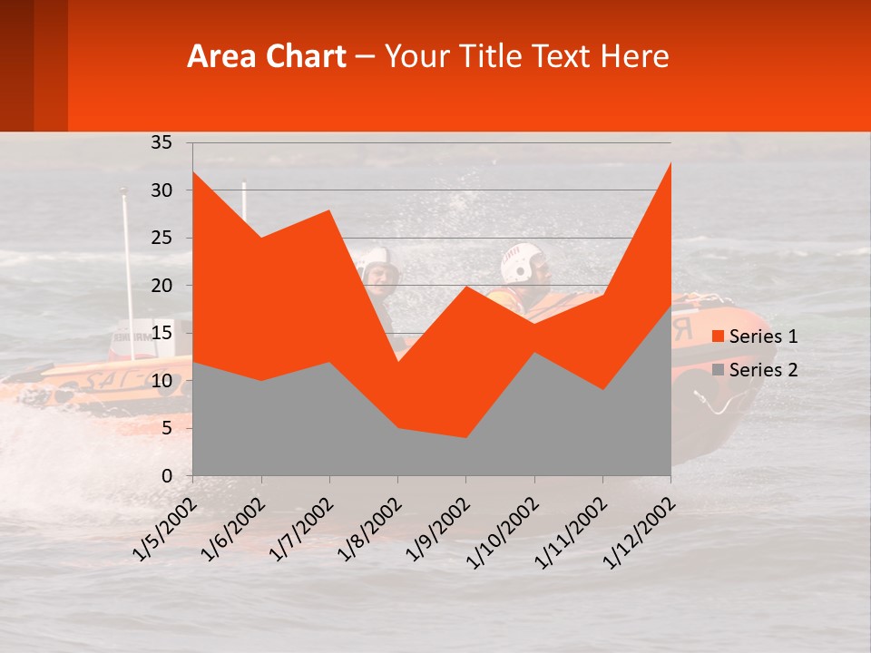 A Group Of People In An Inflatable Boat In The Water PowerPoint Template
