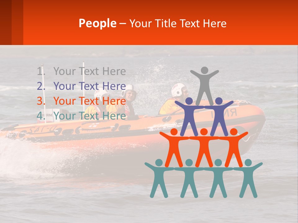 A Group Of People In An Inflatable Boat In The Water PowerPoint Template