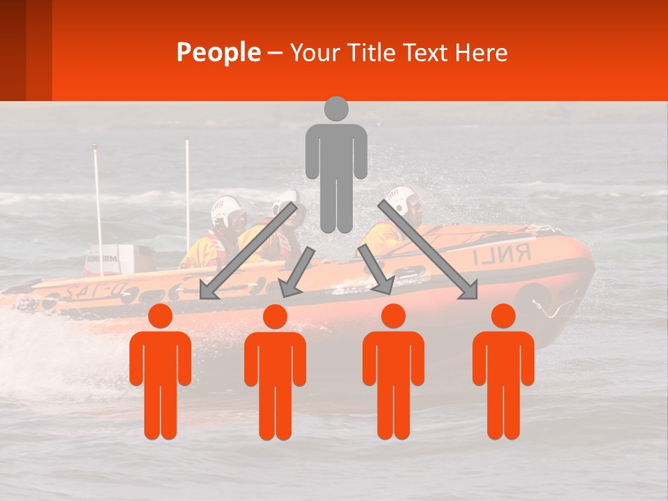 A Group Of People In An Inflatable Boat In The Water PowerPoint Template