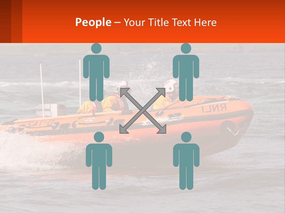 A Group Of People In An Inflatable Boat In The Water PowerPoint Template