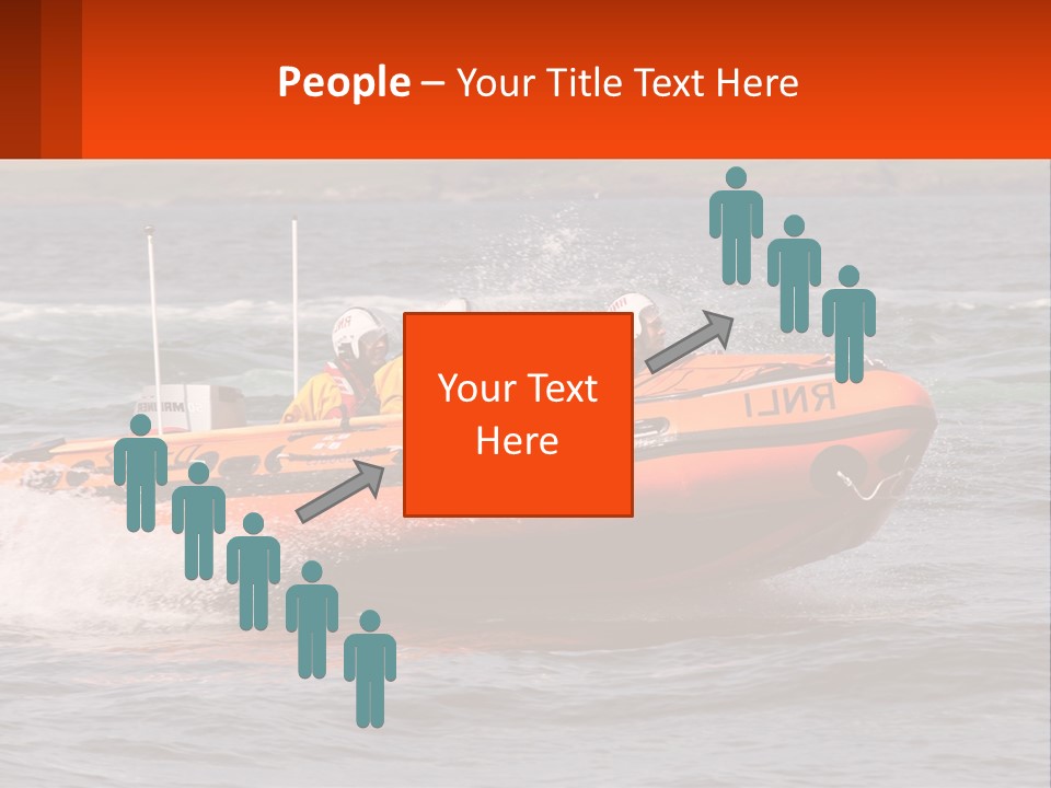 A Group Of People In An Inflatable Boat In The Water PowerPoint Template