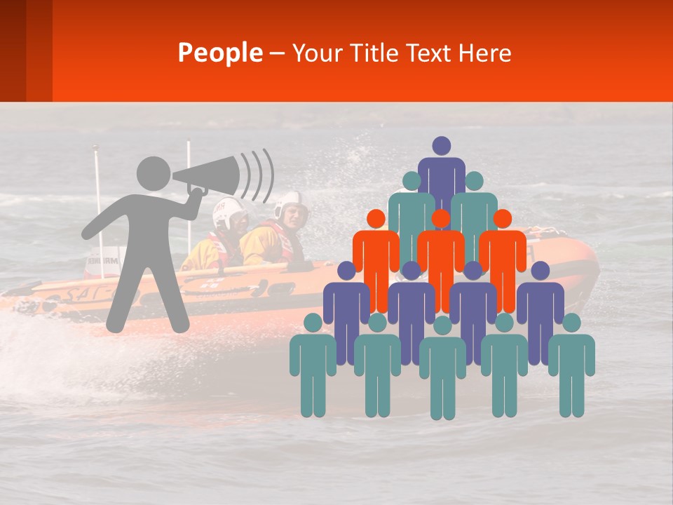 A Group Of People In An Inflatable Boat In The Water PowerPoint Template