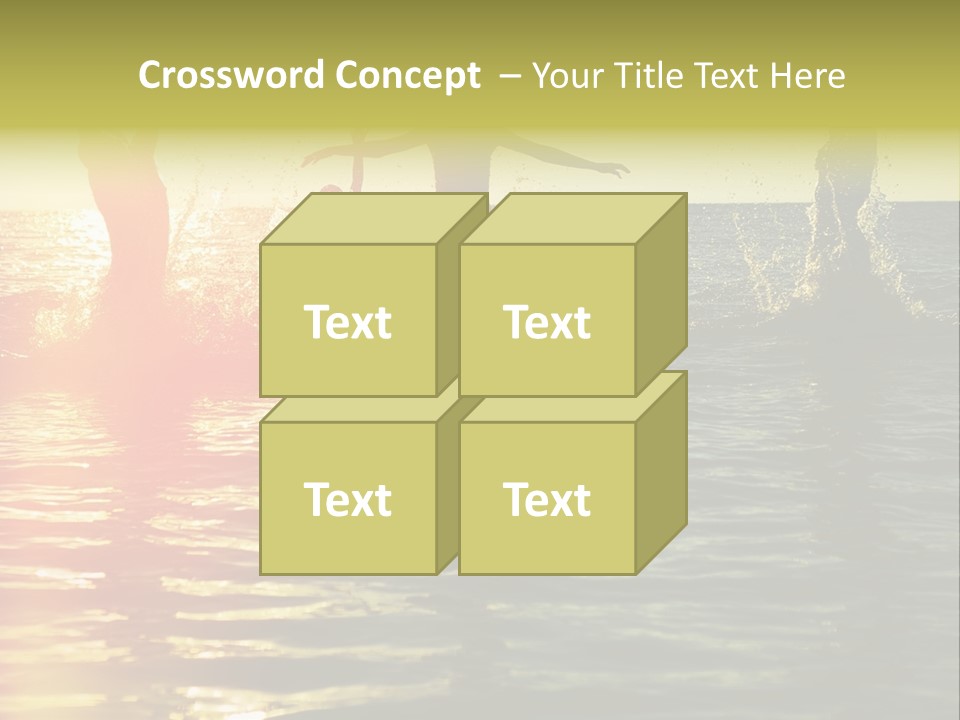 A Group Of People Splashing In The Water At Sunset PowerPoint Template