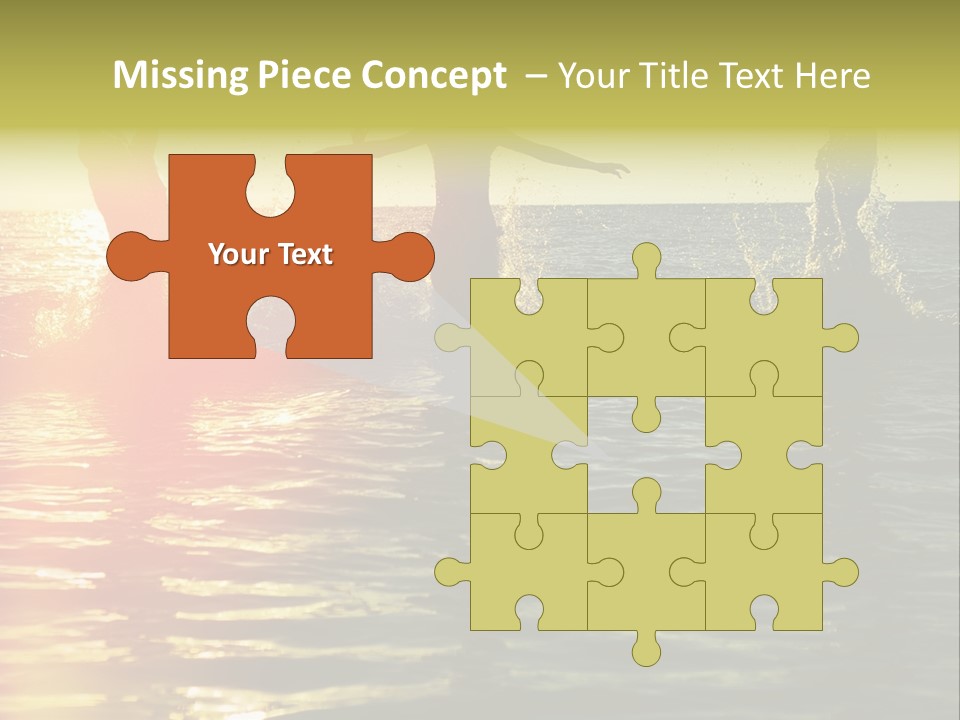 A Group Of People Splashing In The Water At Sunset PowerPoint Template