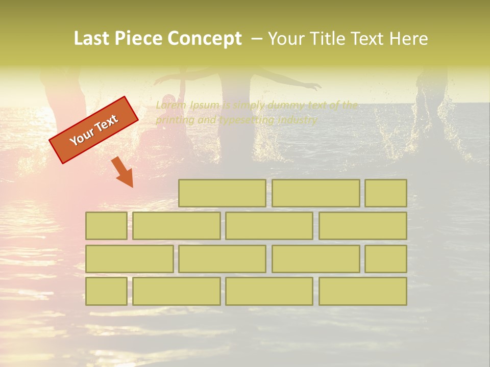 A Group Of People Splashing In The Water At Sunset PowerPoint Template