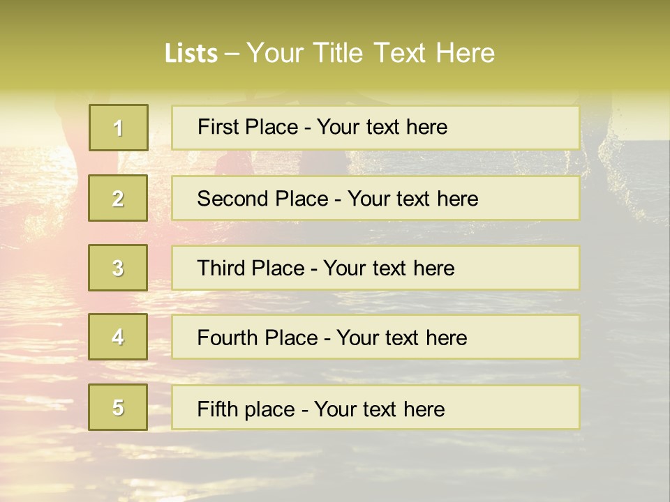 A Group Of People Splashing In The Water At Sunset PowerPoint Template