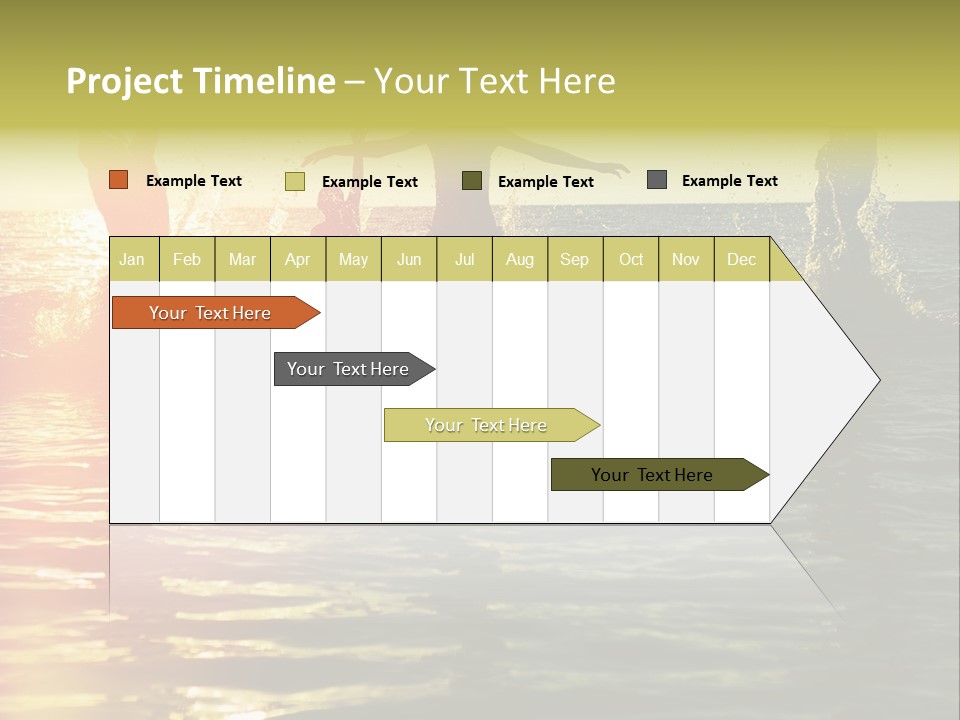 A Group Of People Splashing In The Water At Sunset PowerPoint Template