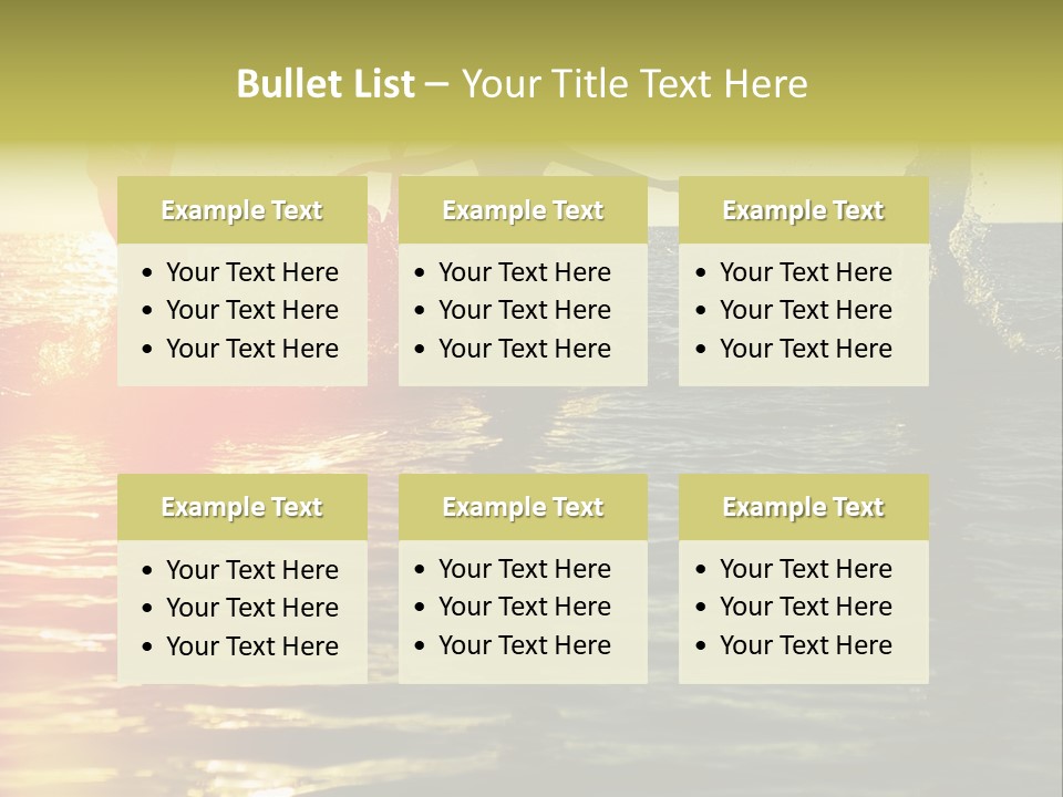 A Group Of People Splashing In The Water At Sunset PowerPoint Template