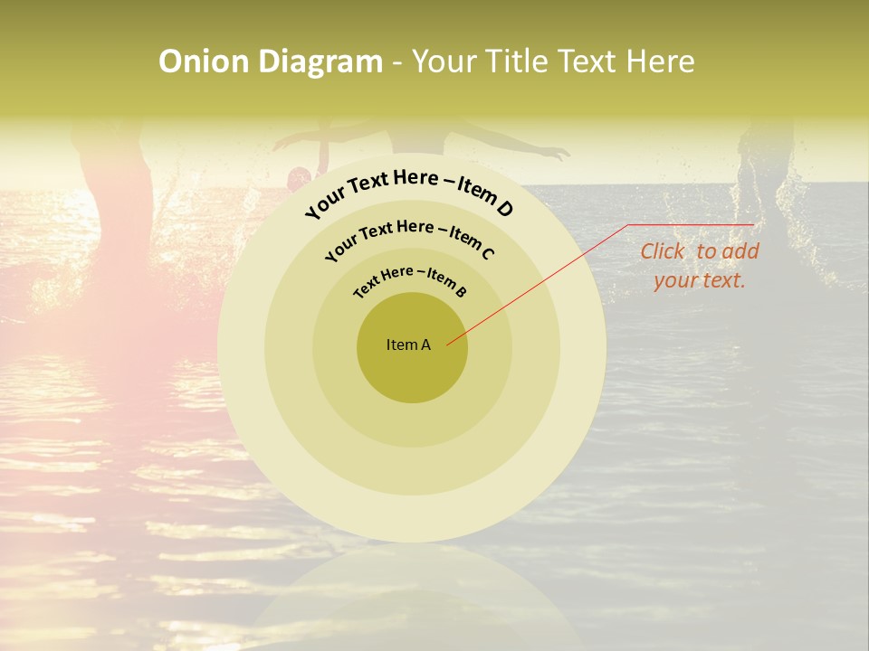 A Group Of People Splashing In The Water At Sunset PowerPoint Template