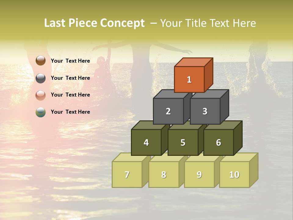 A Group Of People Splashing In The Water At Sunset PowerPoint Template