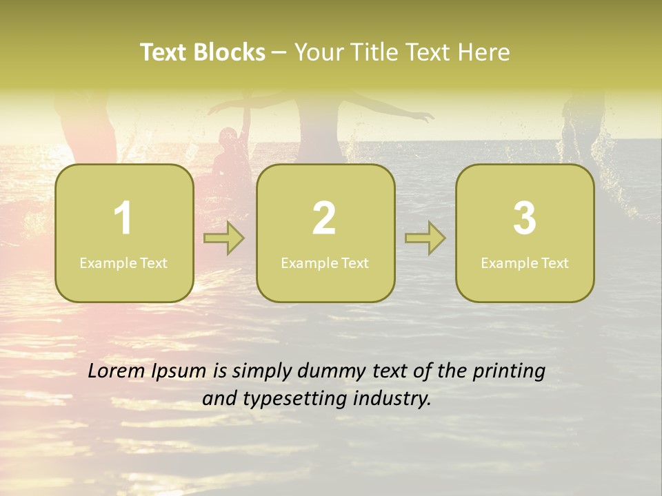 A Group Of People Splashing In The Water At Sunset PowerPoint Template