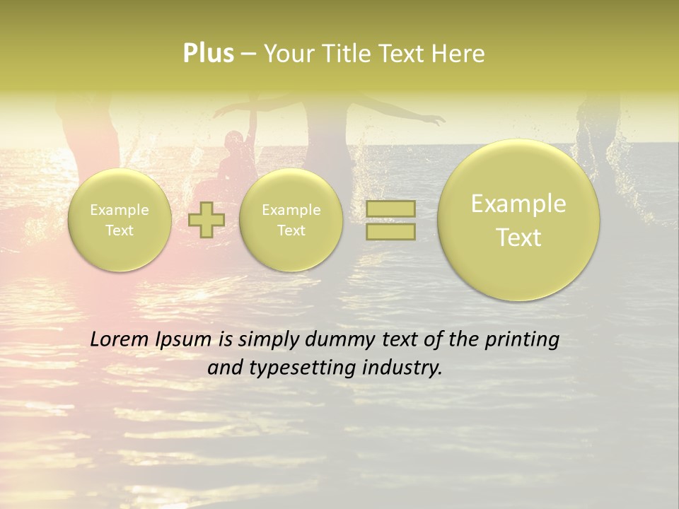 A Group Of People Splashing In The Water At Sunset PowerPoint Template
