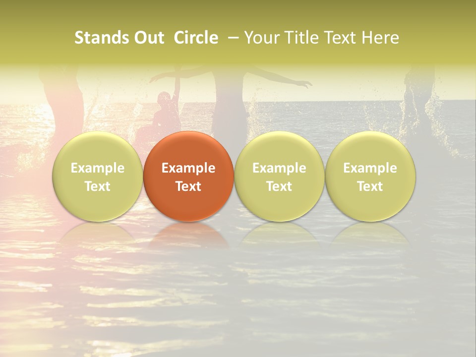 A Group Of People Splashing In The Water At Sunset PowerPoint Template