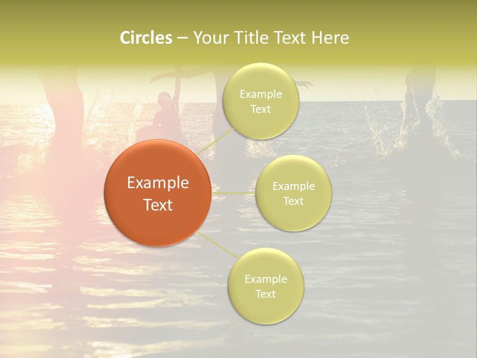 A Group Of People Splashing In The Water At Sunset PowerPoint Template