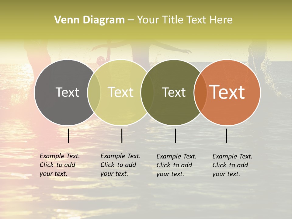 A Group Of People Splashing In The Water At Sunset PowerPoint Template