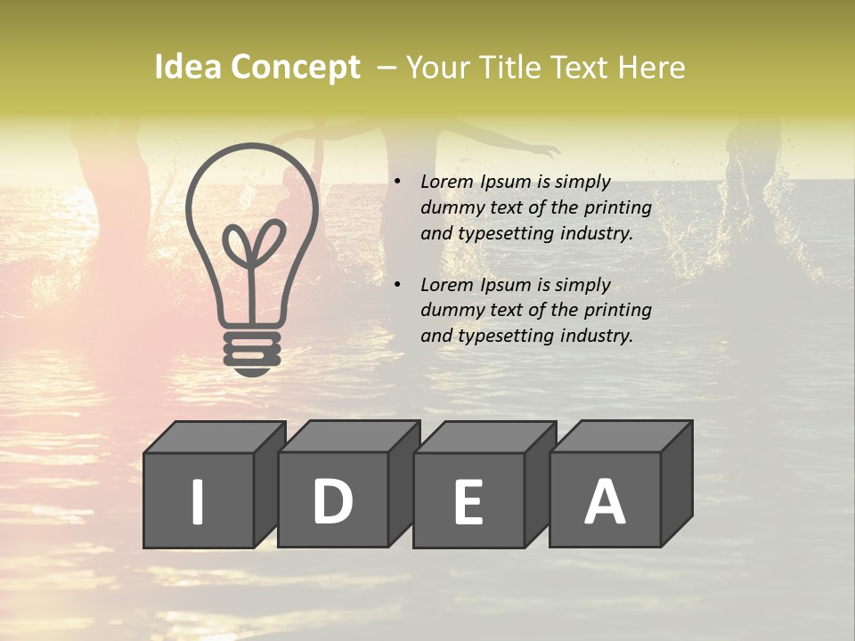 A Group Of People Splashing In The Water At Sunset PowerPoint Template