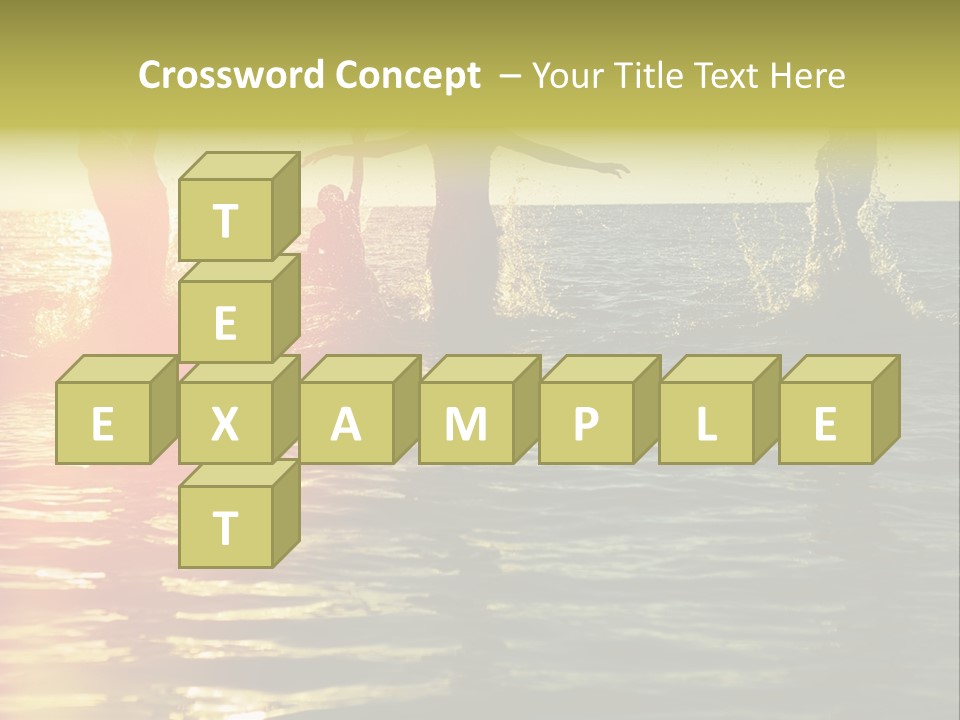 A Group Of People Splashing In The Water At Sunset PowerPoint Template