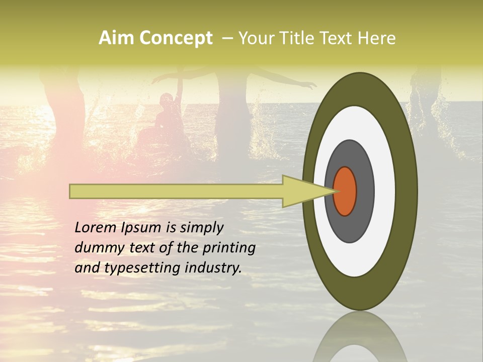 A Group Of People Splashing In The Water At Sunset PowerPoint Template