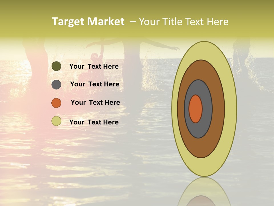 A Group Of People Splashing In The Water At Sunset PowerPoint Template