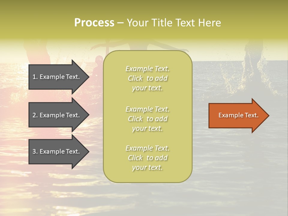 A Group Of People Splashing In The Water At Sunset PowerPoint Template