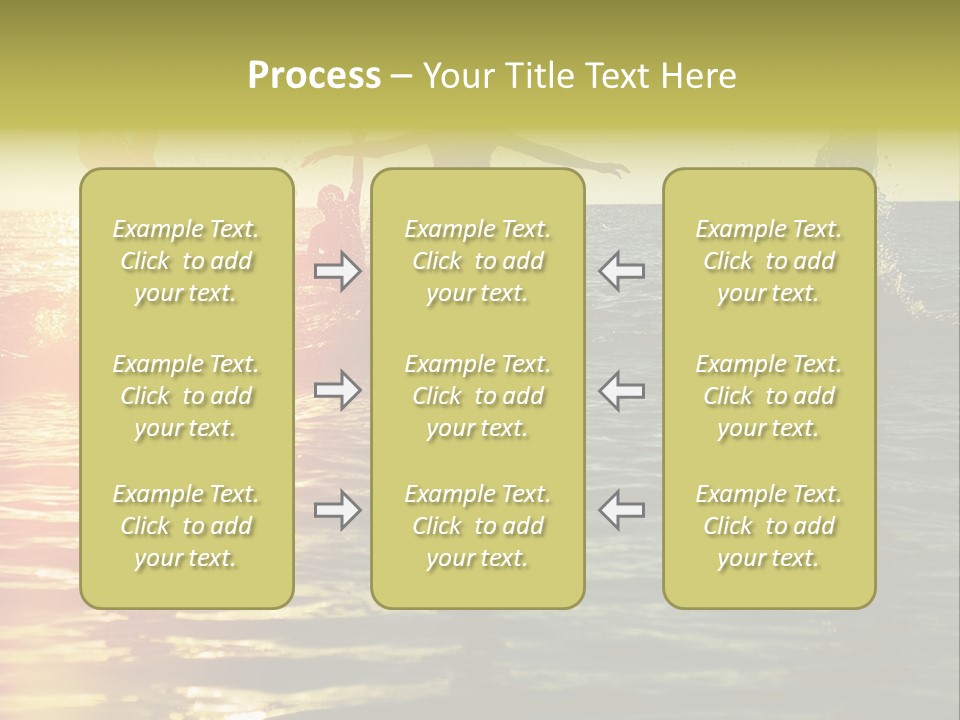 A Group Of People Splashing In The Water At Sunset PowerPoint Template