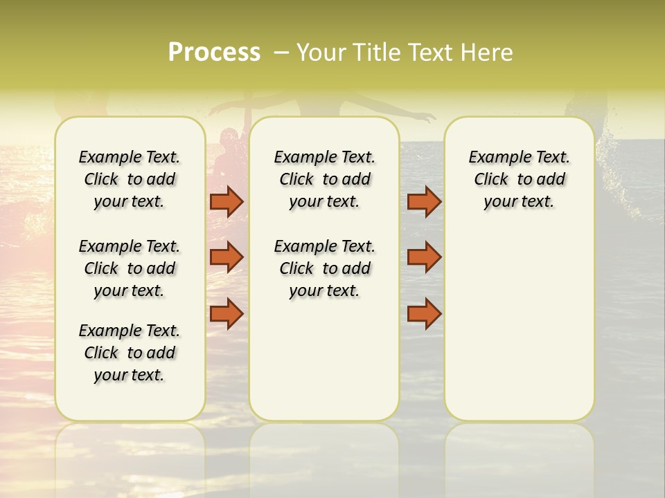 A Group Of People Splashing In The Water At Sunset PowerPoint Template