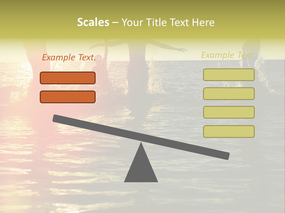A Group Of People Splashing In The Water At Sunset PowerPoint Template