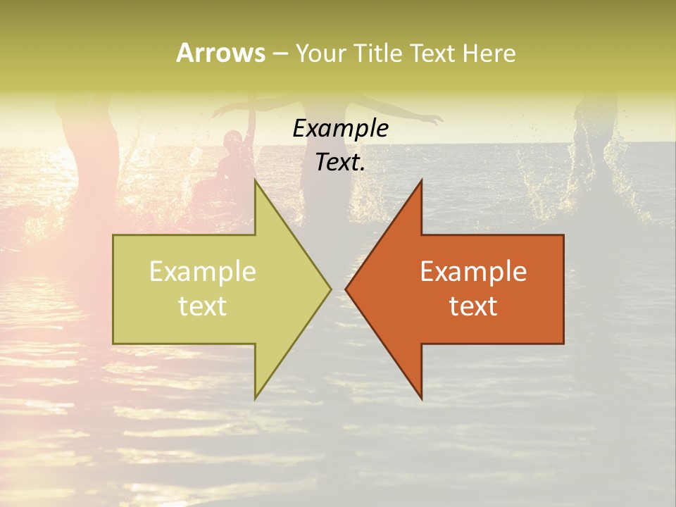 A Group Of People Splashing In The Water At Sunset PowerPoint Template