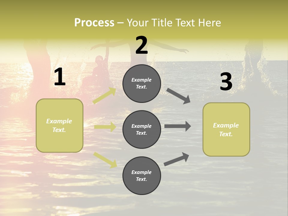 A Group Of People Splashing In The Water At Sunset PowerPoint Template