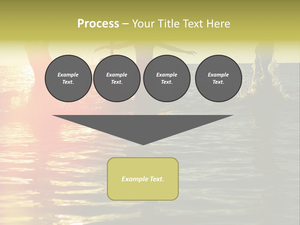 A Group Of People Splashing In The Water At Sunset PowerPoint Template
