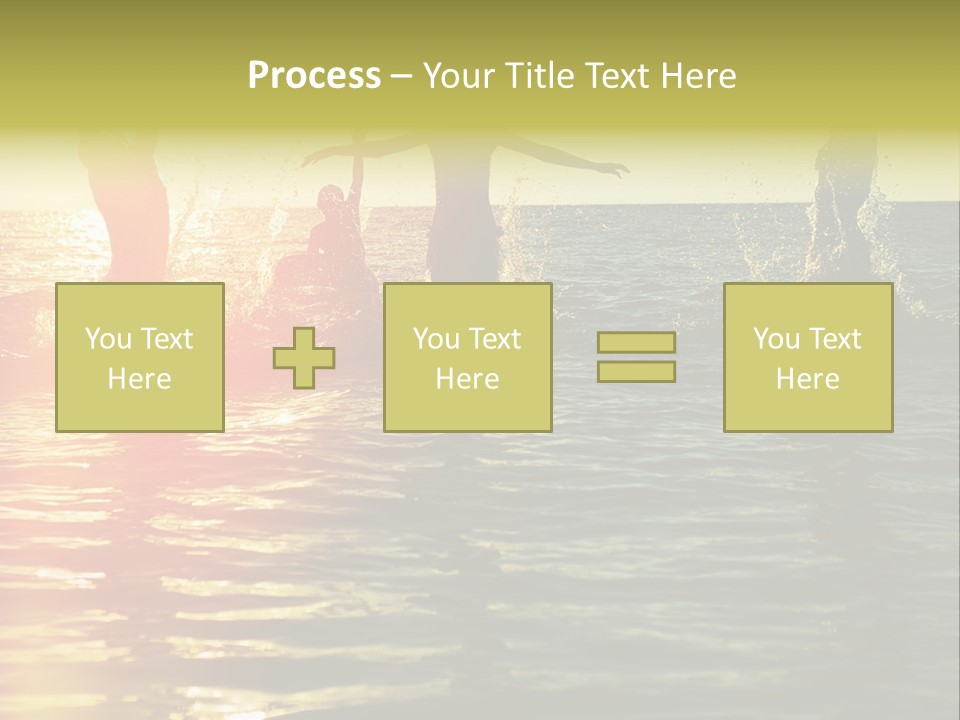 A Group Of People Splashing In The Water At Sunset PowerPoint Template