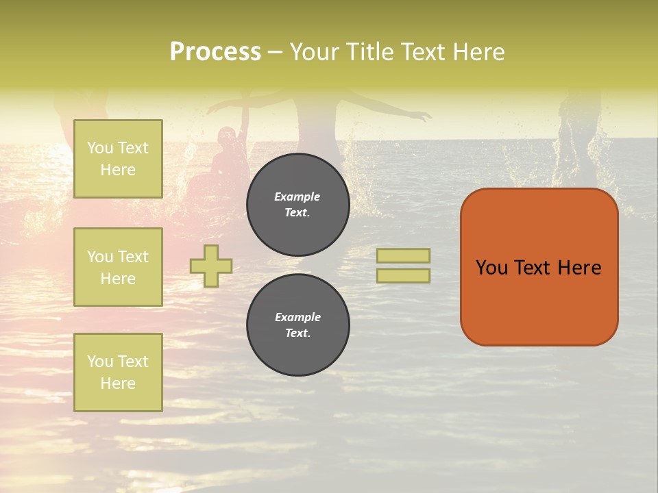 A Group Of People Splashing In The Water At Sunset PowerPoint Template