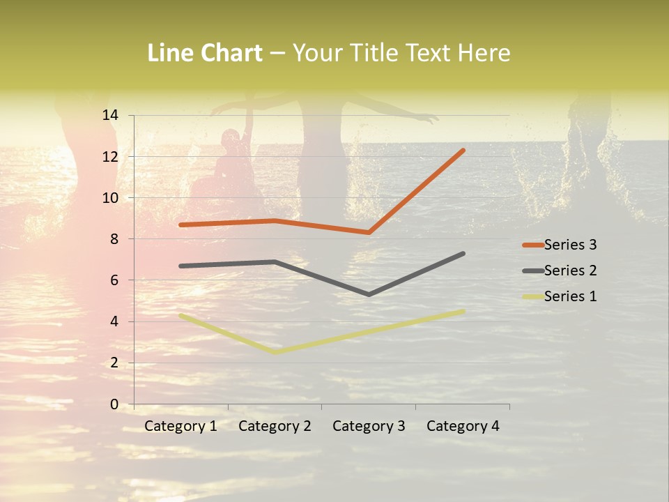 A Group Of People Splashing In The Water At Sunset PowerPoint Template