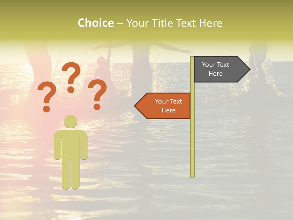 A Group Of People Splashing In The Water At Sunset PowerPoint Template