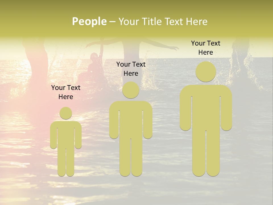 A Group Of People Splashing In The Water At Sunset PowerPoint Template
