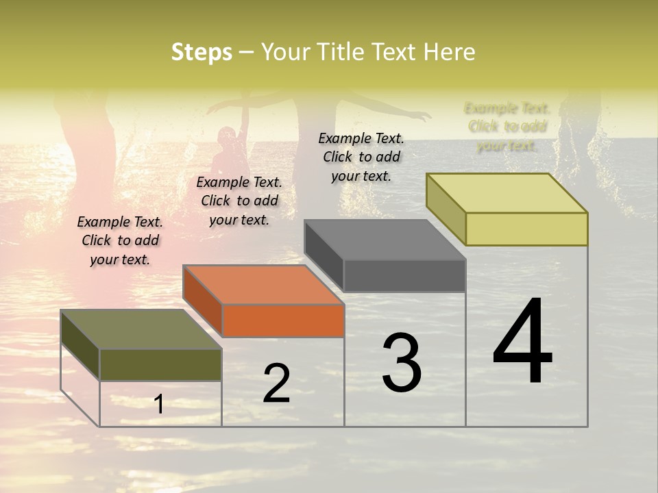 A Group Of People Splashing In The Water At Sunset PowerPoint Template