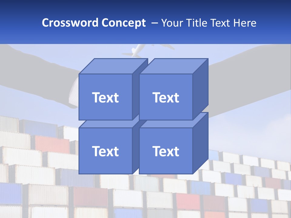 Two People Shaking Hands In Front Of A Wall Of Shipping Containers PowerPoint Template