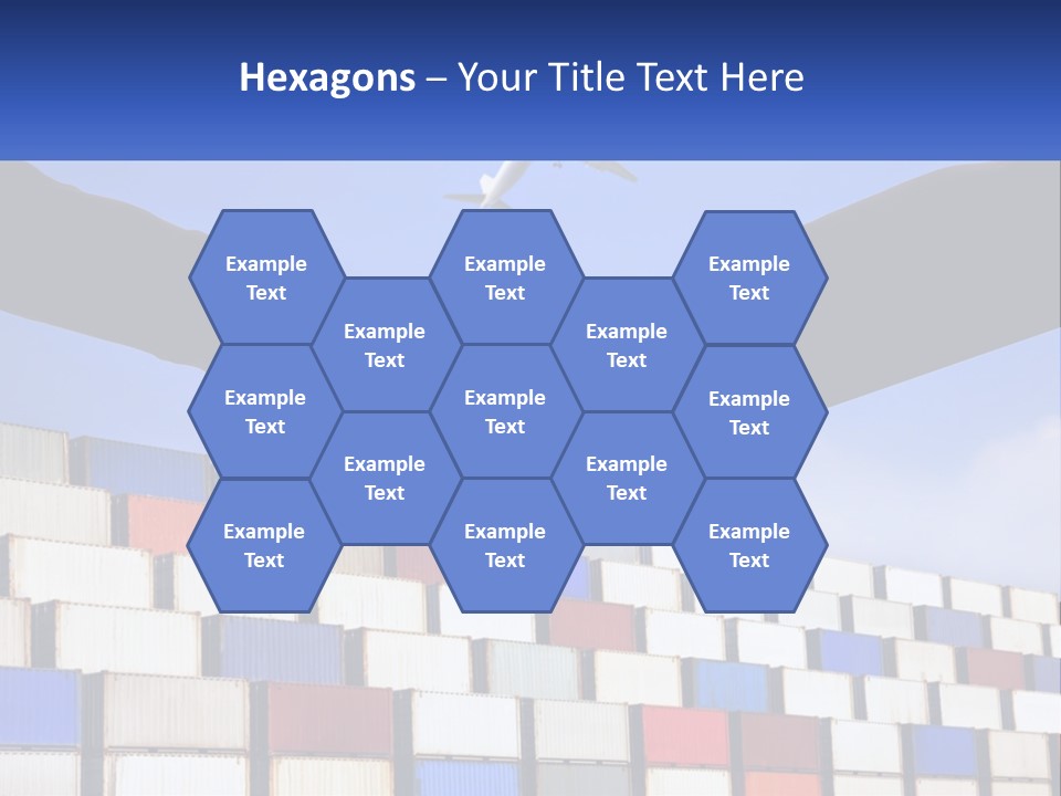 Two People Shaking Hands In Front Of A Wall Of Shipping Containers PowerPoint Template