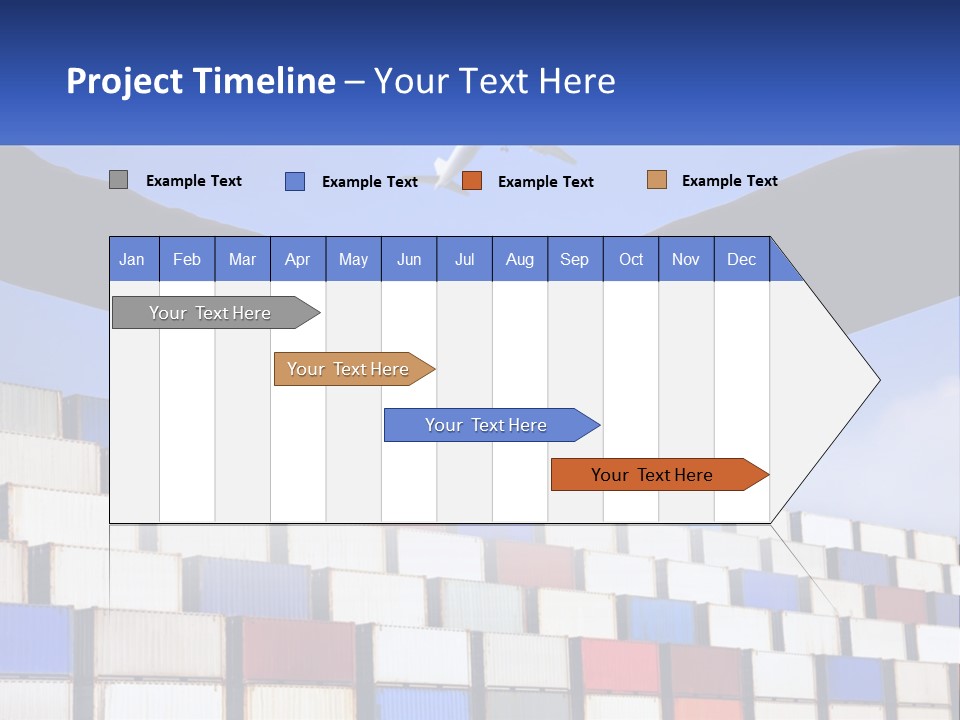 Two People Shaking Hands In Front Of A Wall Of Shipping Containers PowerPoint Template