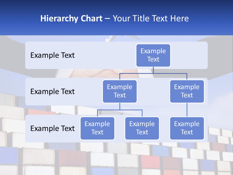 Two People Shaking Hands In Front Of A Wall Of Shipping Containers PowerPoint Template