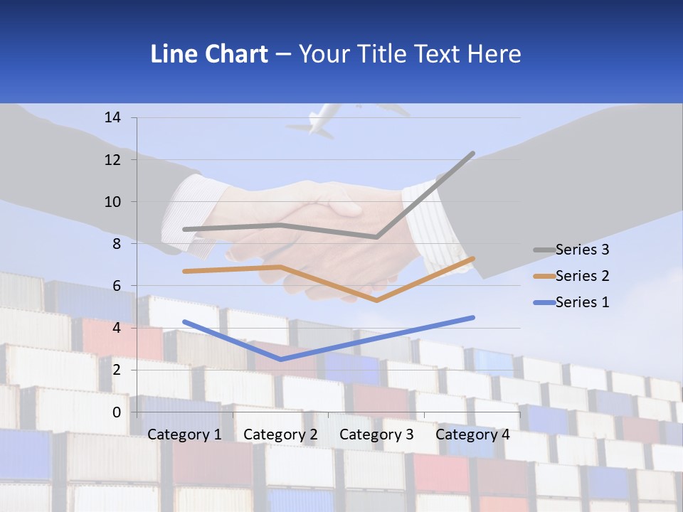 Two People Shaking Hands In Front Of A Wall Of Shipping Containers PowerPoint Template