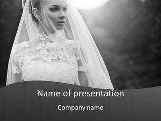 A Woman In A Wedding Dress With A Veil On Her Head PowerPoint Template