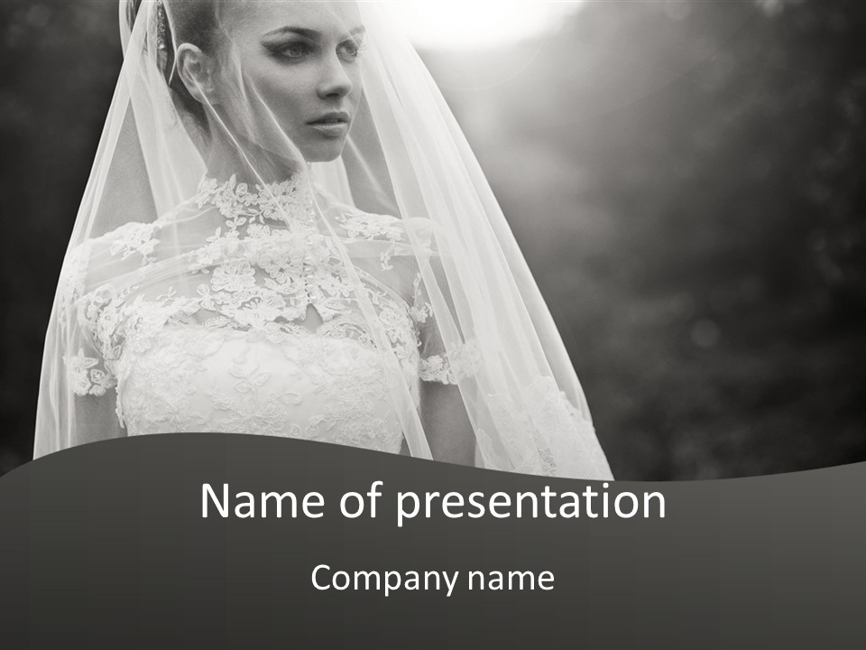 A Woman In A Wedding Dress With A Veil On Her Head PowerPoint Template
