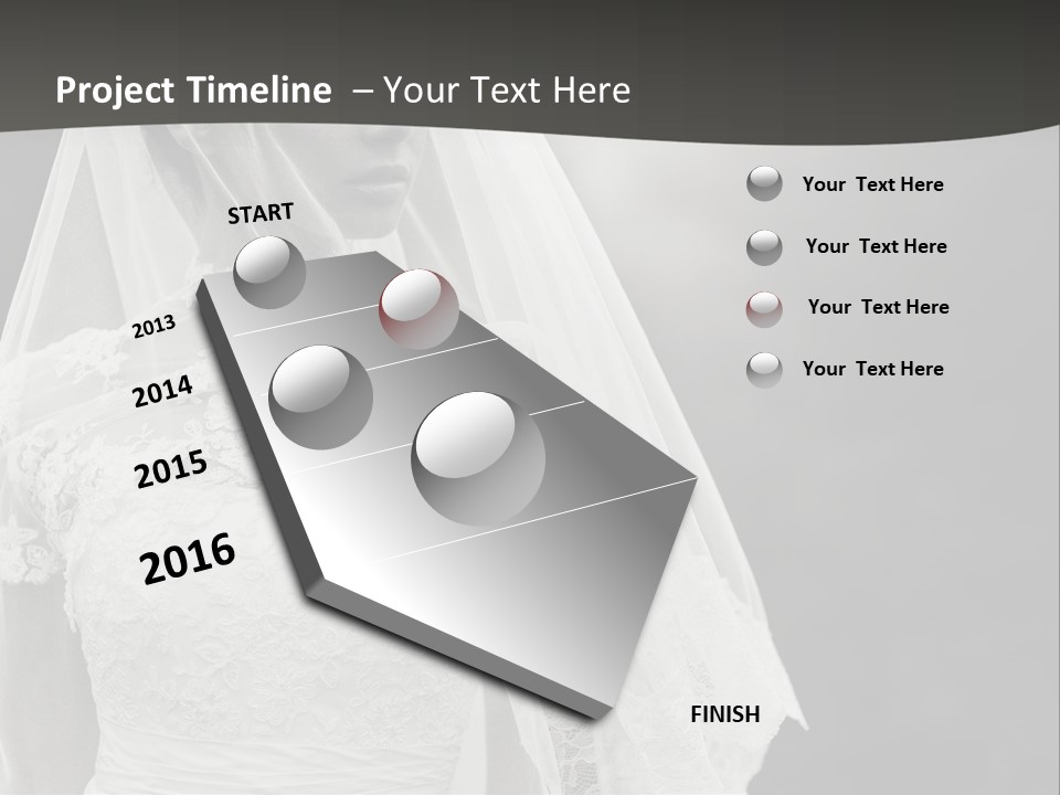 A Woman In A Wedding Dress With A Veil On Her Head PowerPoint Template