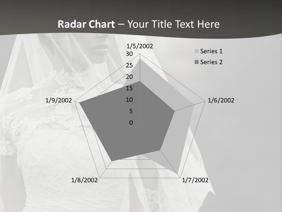 A Woman In A Wedding Dress With A Veil On Her Head PowerPoint Template