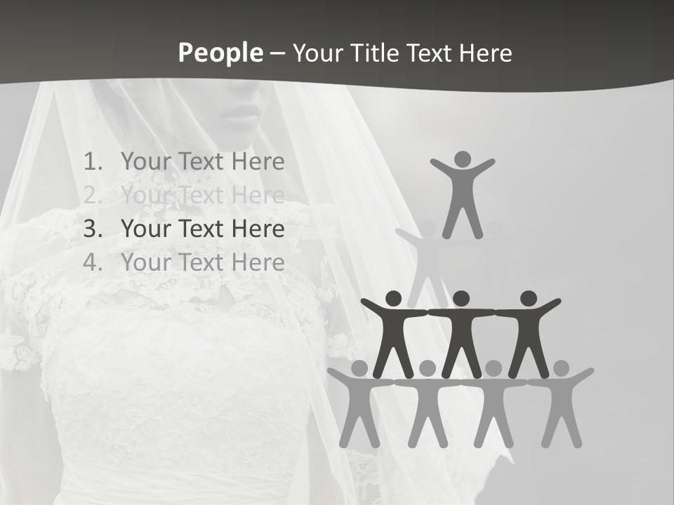 A Woman In A Wedding Dress With A Veil On Her Head PowerPoint Template