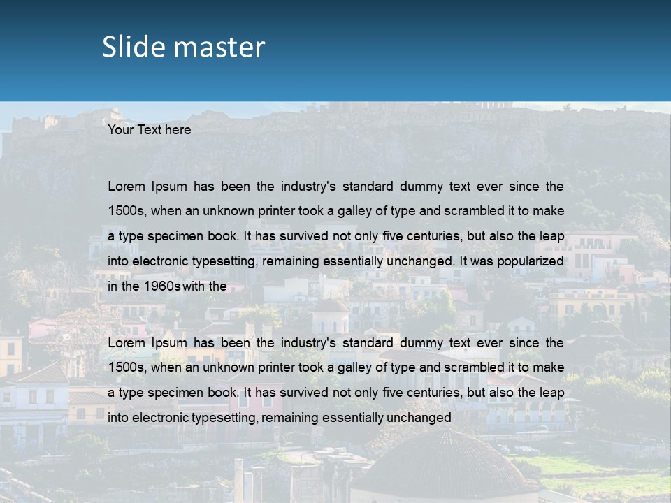 A Picture Of A City With A Mountain In The Background PowerPoint Template