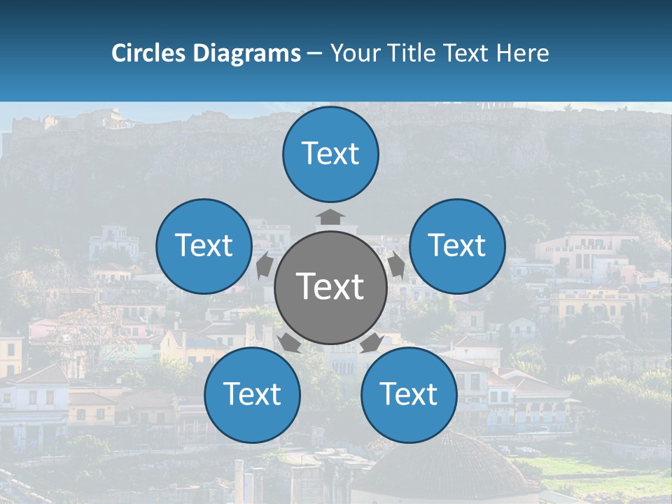 A Picture Of A City With A Mountain In The Background PowerPoint Template