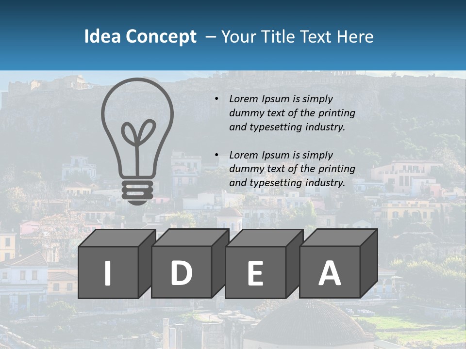 A Picture Of A City With A Mountain In The Background PowerPoint Template