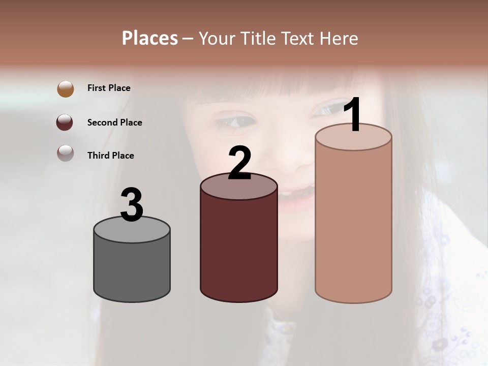 A Young Girl With Long Brown Hair Smiles At The Camera PowerPoint Template